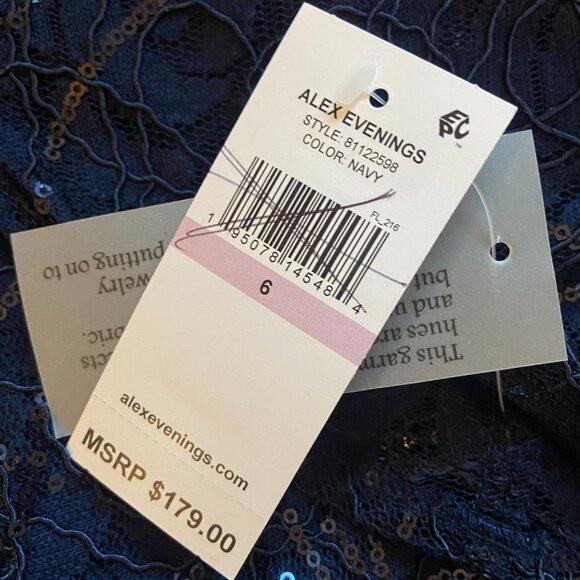 **Alex Evenings** Women's Short Shift Cocktail Gown with Bell Sleeves 6 NWT - Picture 3 of 6